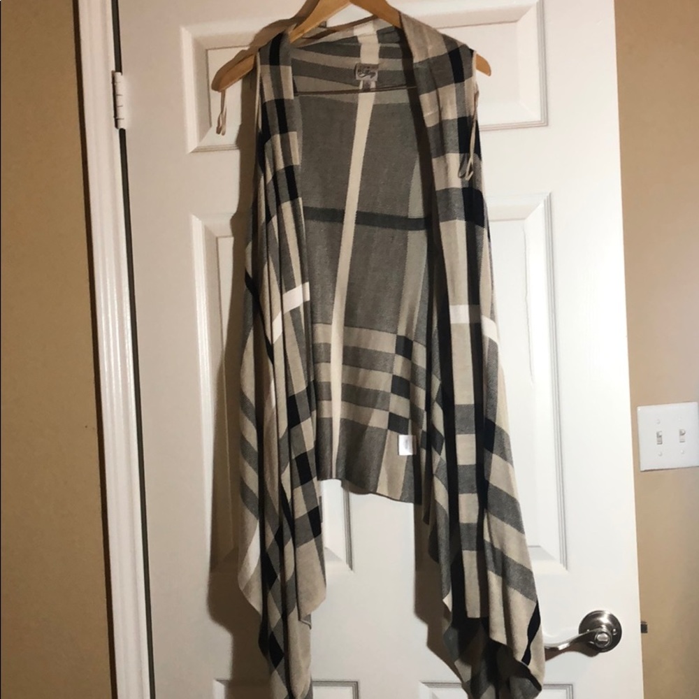 Plaid vest kimono